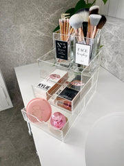 Beautiful acrylic makeup storage organiser box. Personalised makeup brush holders. Makeup brush canisters. Personalised makeup brush holder. Personalised vase. Acrylic Makeup Organisers. Makeup Storage Unit. Acrylic Organiser. Transparent acrylic makeup organisers. Easy to clean makeup storage High grade lucite acrylic
