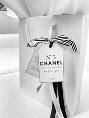 Personalised swing tag. Personalised flowers. Chanel No 5 Happy Mothers Day