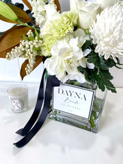 Personalised Glass Vase + Mixed Blooms