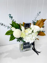 Personalised Glass Vase + Mixed Blooms