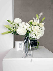 Personalised Glass Vase + Mixed Blooms