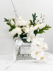 Personalised Glass Vase + Mixed Blooms