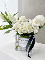 Personalised Glass Vase + Mixed Blooms