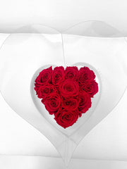 Heart Box with Lasting Roses (Choose your colour)